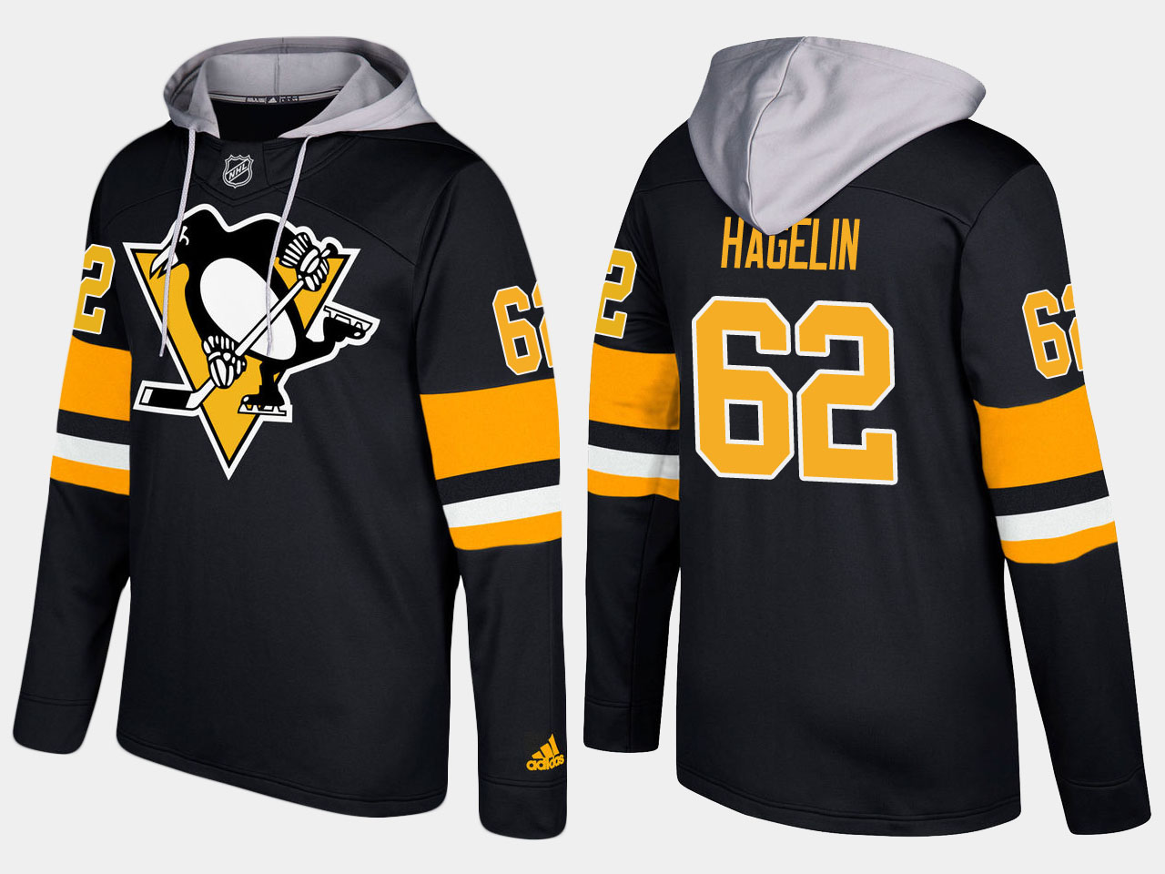 Men NHL Pittsburgh penguins 62 carl hagelin black hoodie
